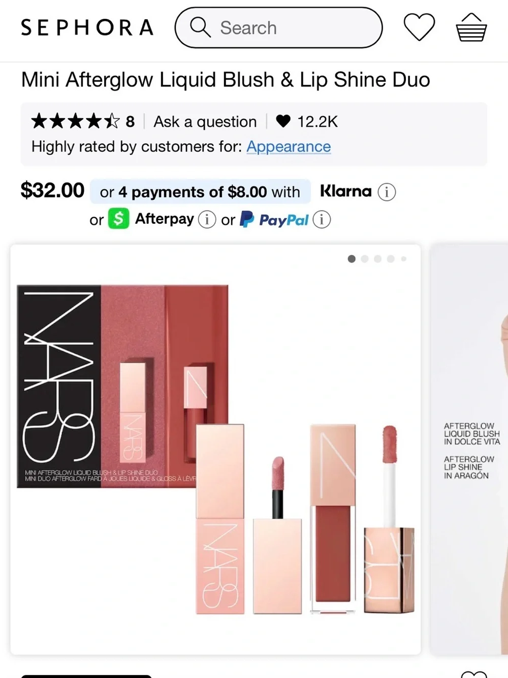 NARS Afterglow Liquid Blush & Lip Shine Duo - Rose Pink
